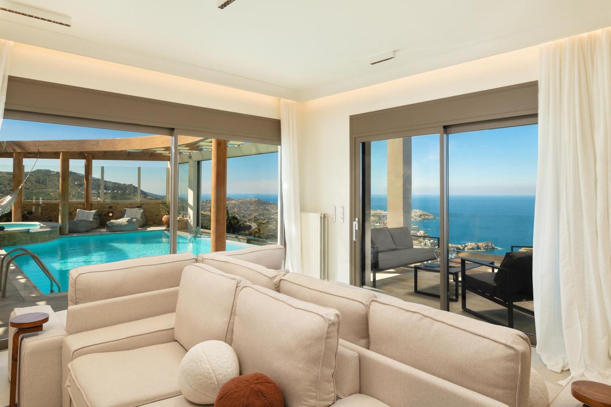 Minimalist Mediterranean Blue Key Villa With Sea View & Infinity Heated Pool Agia Pelagia  Exterior photo